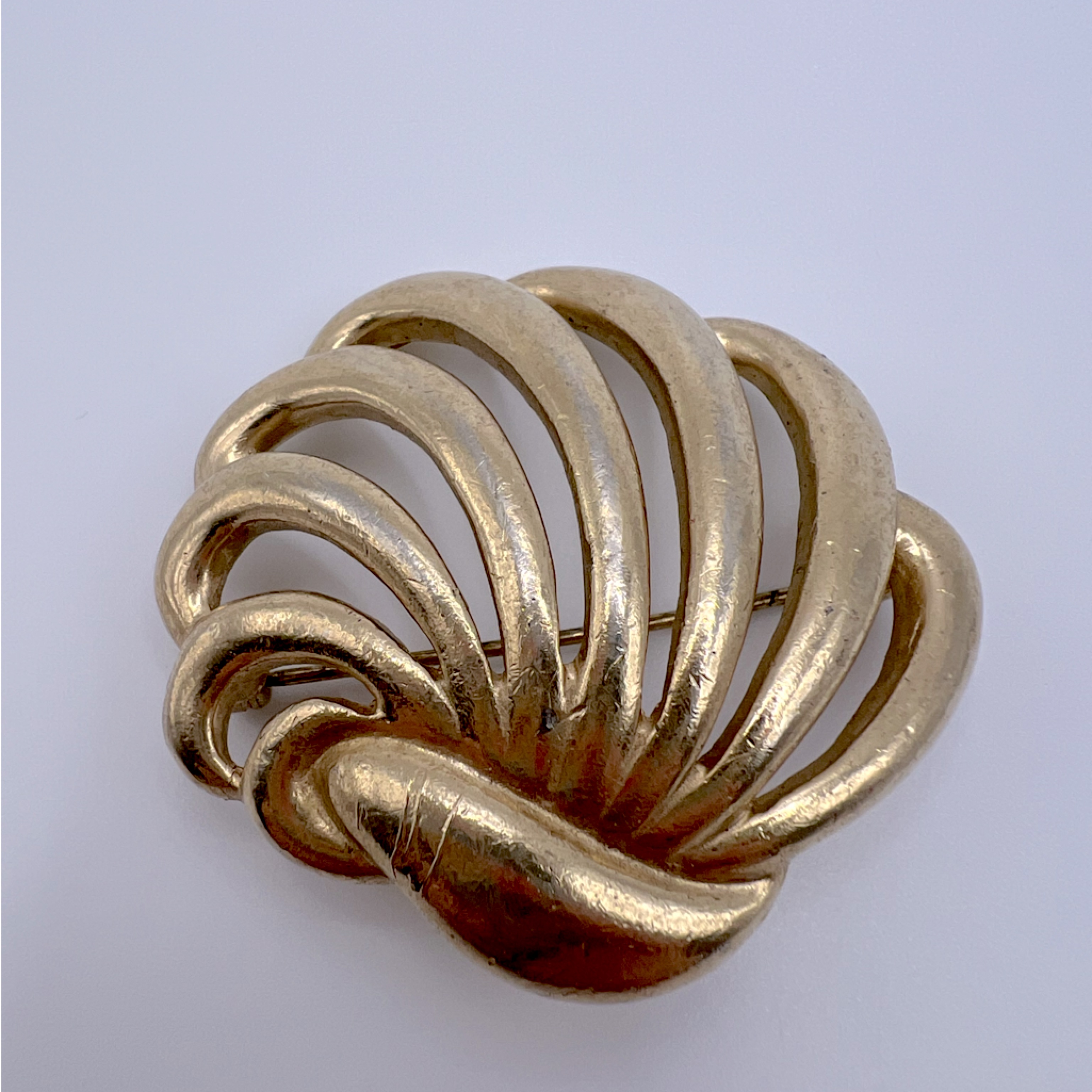 Vintage Gold Tone Seashell Monet Brooch Pin